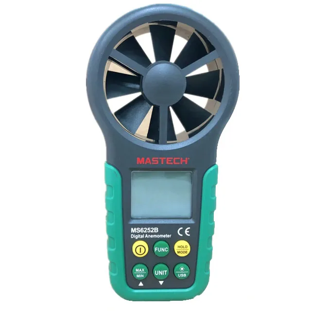 

Цифровой ручной анемометр MASTECH MS6252B с ЖК-дисплеем, электронный измеритель скорости воздуха с измерением температуры и влажности