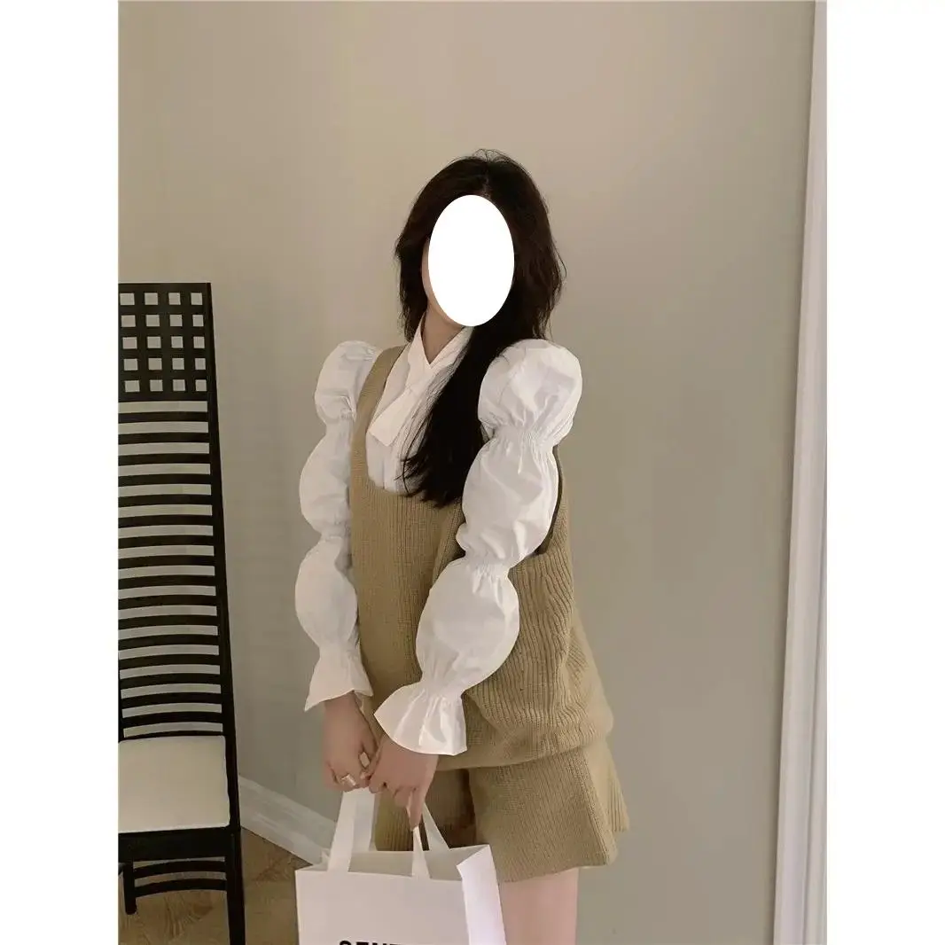 Korejpaa повседневный женский комплект корейская мода женская рубашка с объемными