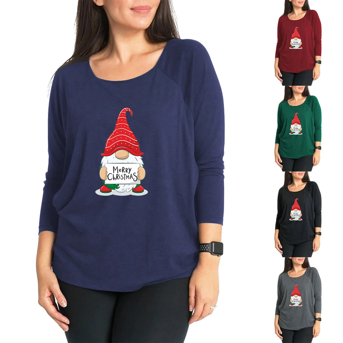 

New Maternity Top Christmas Print Round Neck Raglan Long Sleeve Nursing T-Shirt Plus Size Long Sleeve T-shirt Graphic T Shirts