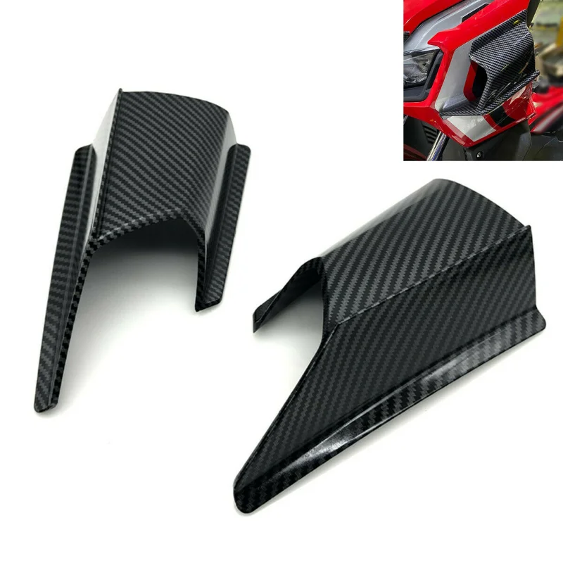 

Motorcycle Front Fairing Side Winglet Wind Fin Spoiler Kit Glossy Carbon Fiber LOOK