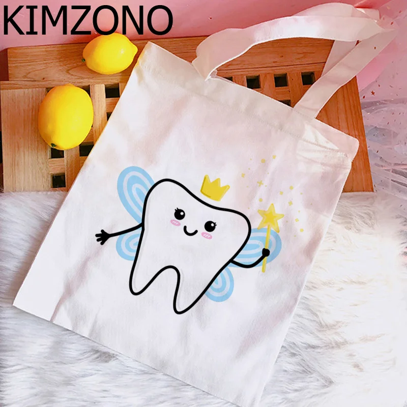 

Сумка для покупок с рисунком зубов и дантистов, многоразовая сумка для покупок, холщовые сумки для покупок, сумки для покупок ecobag