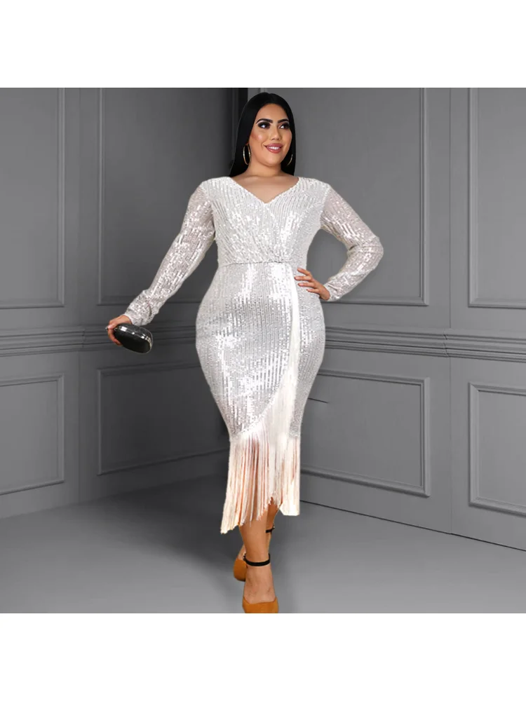 Plus Size Dresses Sequined Beaded One Shoulder Fishtail Skirt Sexy Sleeveless Fishtail Skirt  Party Dress Evening Dresses Formal