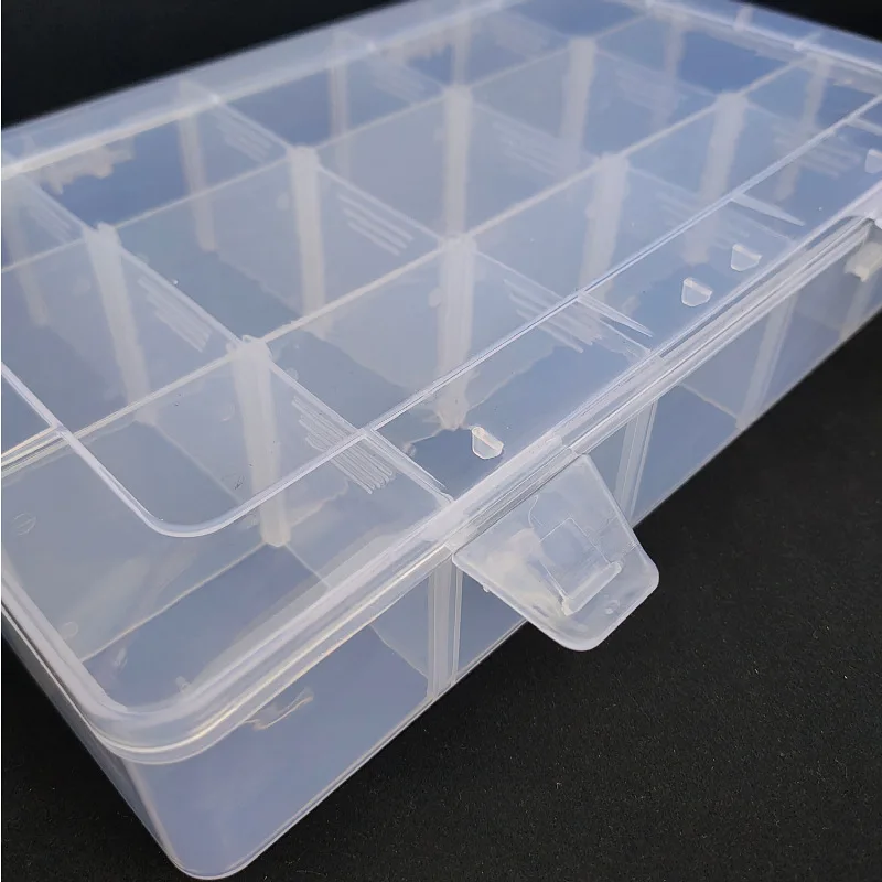 

Large 15 grid detachable transparent plastic storage box, fishing gear, beaded hardware tools, accessories, plastic box