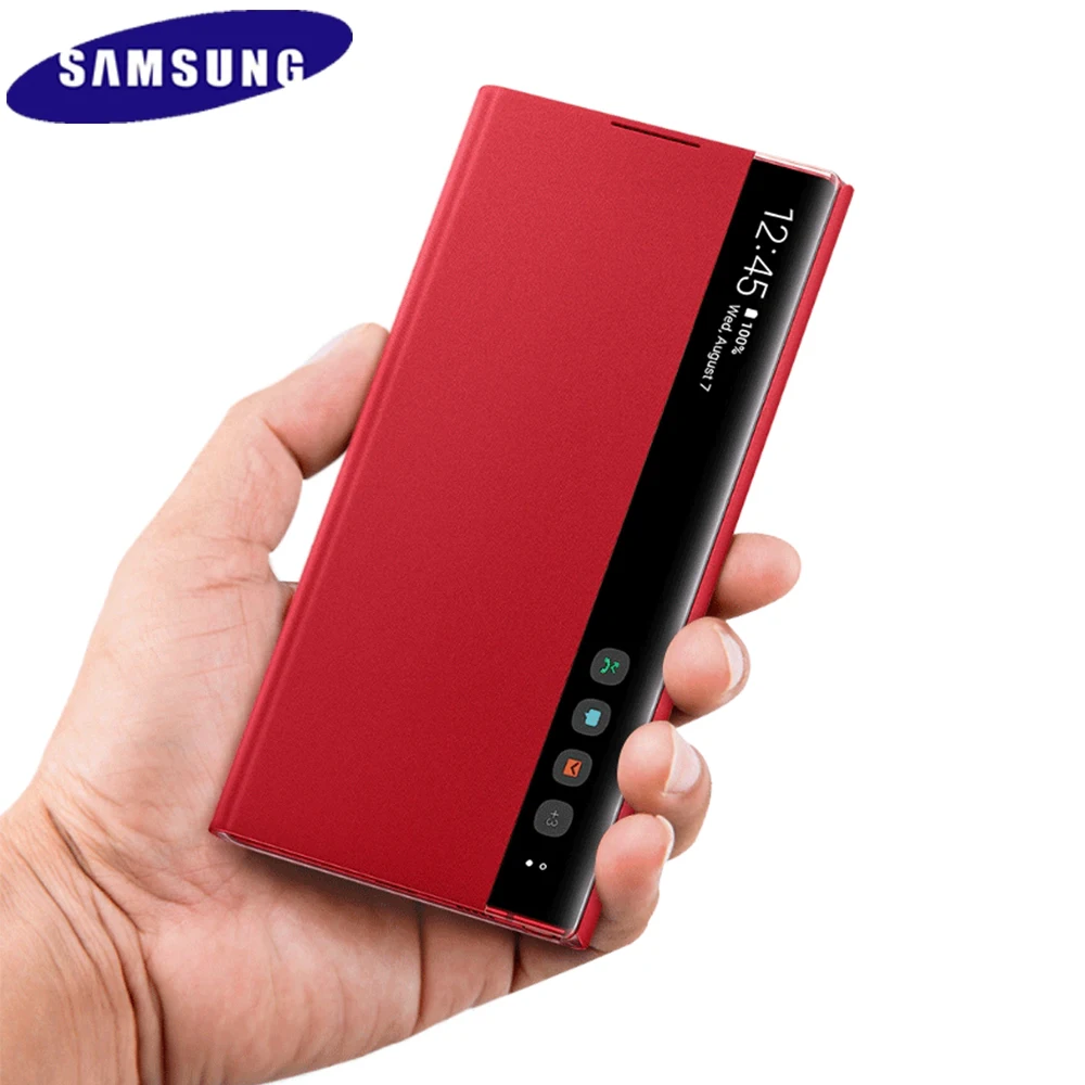 

Official Samsung Galaxy Note 10 Plus Free-flip Window View Smart Chip Phone Case For Samsung Note10 Note 10pro Flip Leather Case