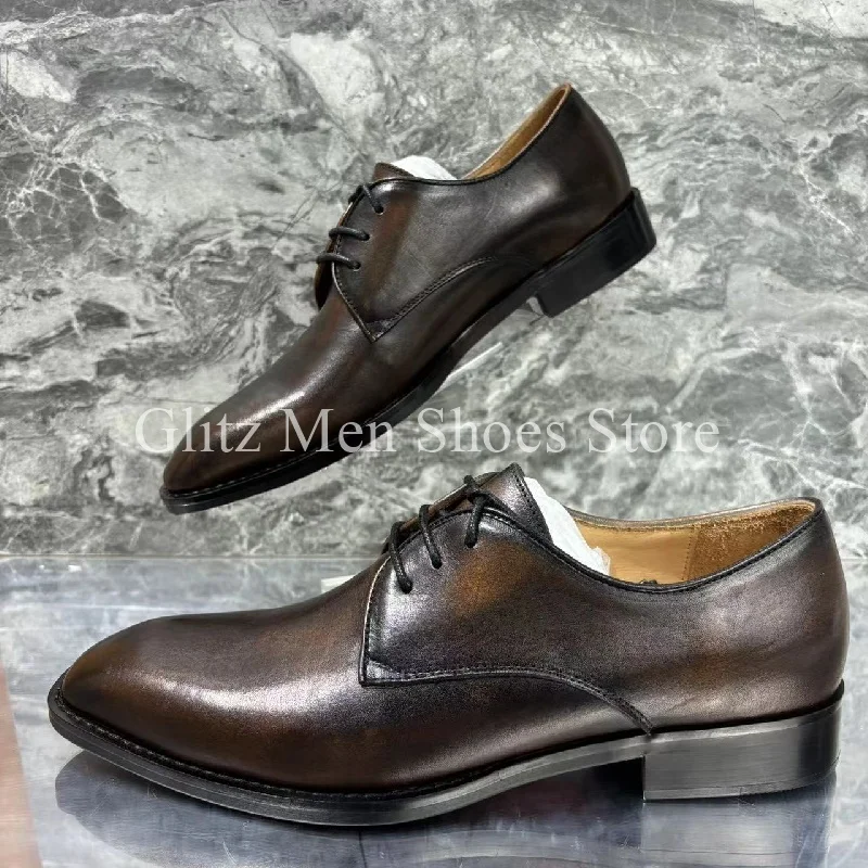 Коричневые искусственные мужские маленькие лоферы с квадратным носком на