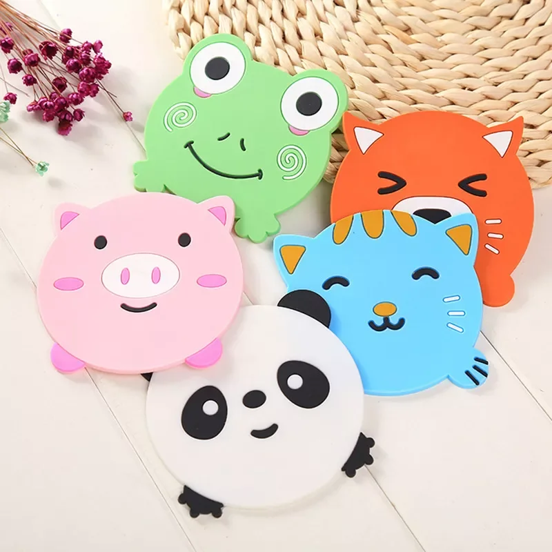 

NEW2022 Cute Cartoon Coasters for Hot Mike Coffee Silicone Cup Mat Placemat Drink Coaster Individual Kitchen Table Mats Pad Hold