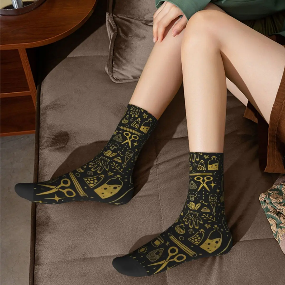 

Vintage Moon Socks Make Magic Art Quality Retro Mid Stockings Large Chemical Fiber Teenage Exercise Socks