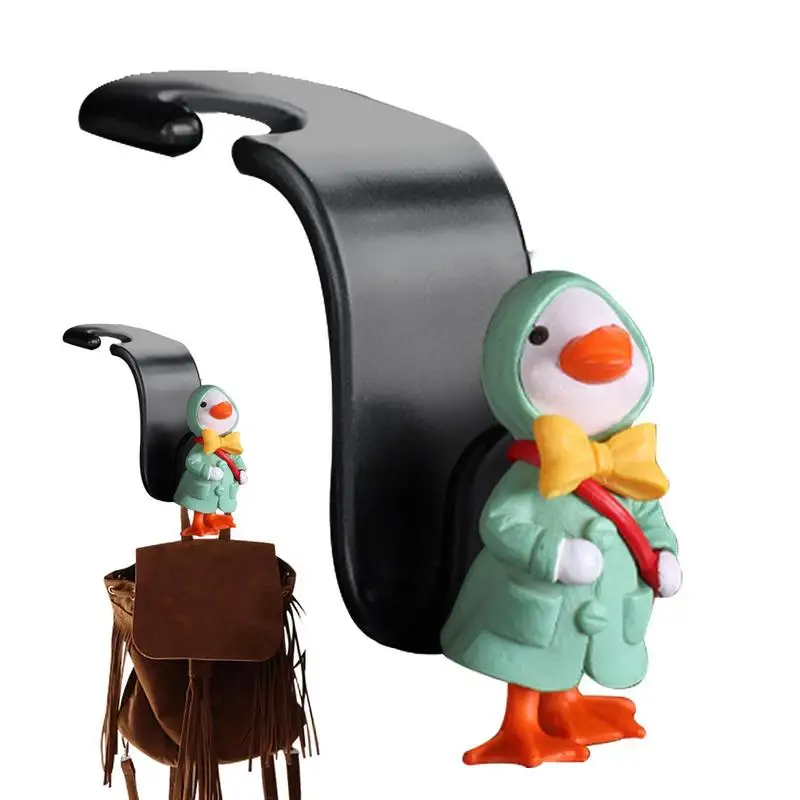 

Car Back Seat Hook Auto Hanger Storage Holder Seat Organizer With Cartoon Duck Statue Automotive Accessories For Purse Hat