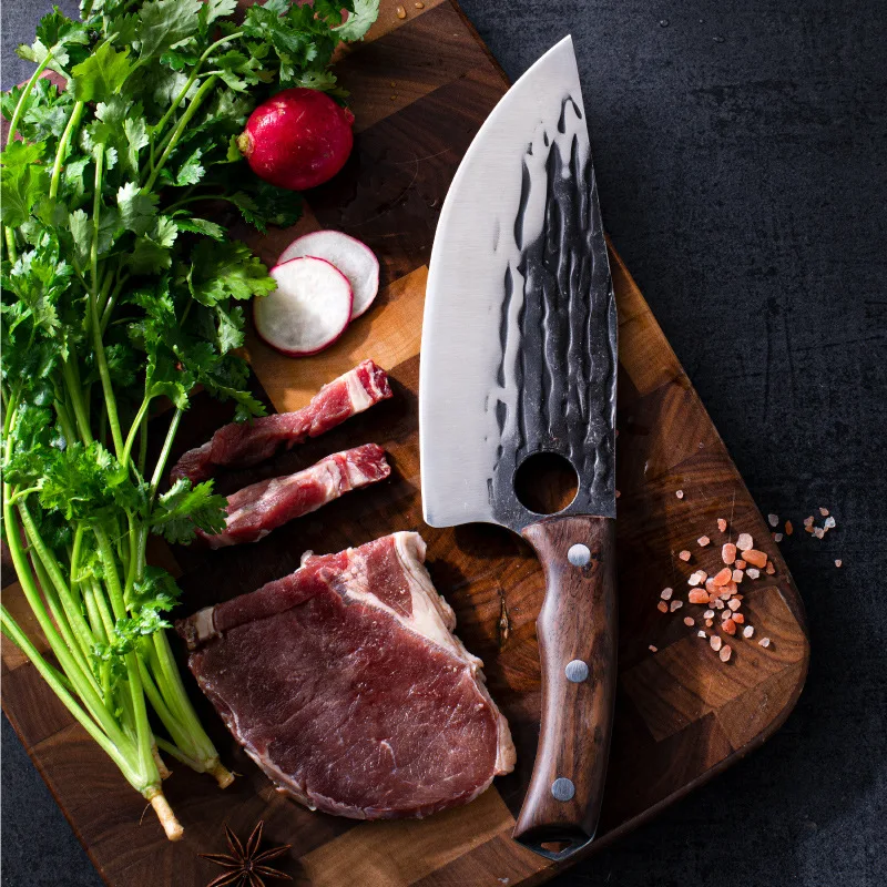 

Производители, кованые большие кухонные ножи, заточка мяса, открытый нож, Тиковый нож, резка мяса, нож для убоя, нож мясника