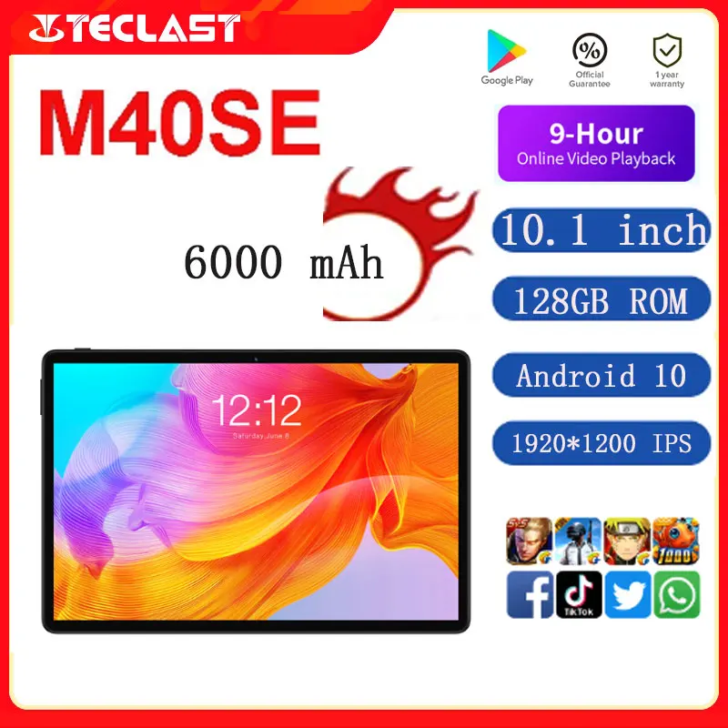 

6000mAh Teclast M40SE 10.1" Android 10.0 Tablet 1920x1200 IPS 4GB RAM 128GB ROM Octa Core 4G Network AI Speed-up Dual Camera