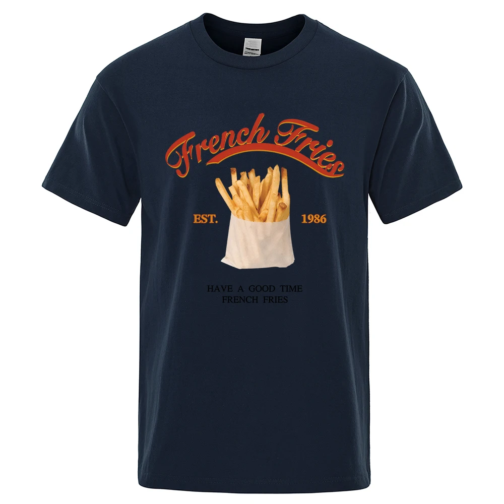 Футболка с изображением картофеля фри Est 1986 мужские хлопковые футболки оверсайз
