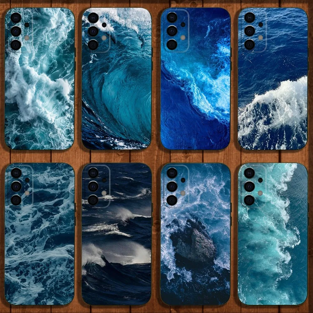 Чехол для телефона Waves Ocean Water Samsung Galaxy A13 A21s A22 A31 A32 A52 A53 A71 A80 A91 мягкий черный чехол