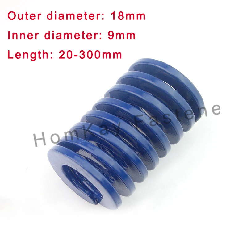 

1/2PCS Blue Light Load Spiral Stamping Compression Mould Die Spring Outer Dia 18mm*Inner Dia 9mm*Length 20-300mm