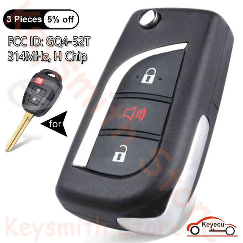KEYECU 3 кнопки 314 МГц H чип для Toyota Highlander RAV4 Sequoia Tundra Tacoma автоматический обновленный
