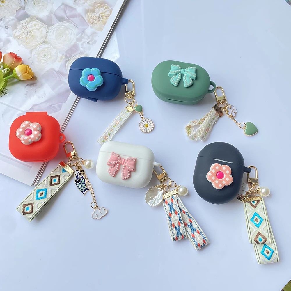 Симпатичный для JBL TUNE FLEX / T220/225TWS чехол роскошный цветочный силиконовый холст для JBL TUNE 220 коробка с брелоком