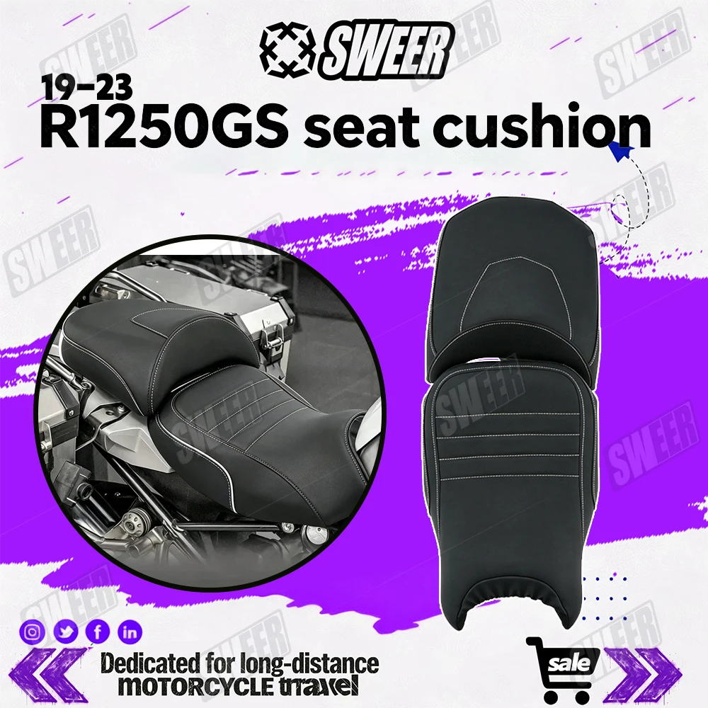 Фото Раздельное сиденье для мотоцикла, подходит для BMW R1250GS R 1250 GS 2019-2023, из искусственной кожи с губчатым наполнителем, комфортные детали сиденья. №3