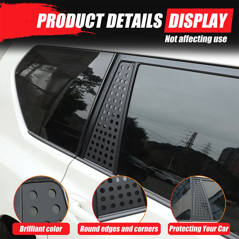 Для Toyota Land Cruiser Prado FJ150 2010-2023 алюминиевый сплав черный автомобиль заднее окно