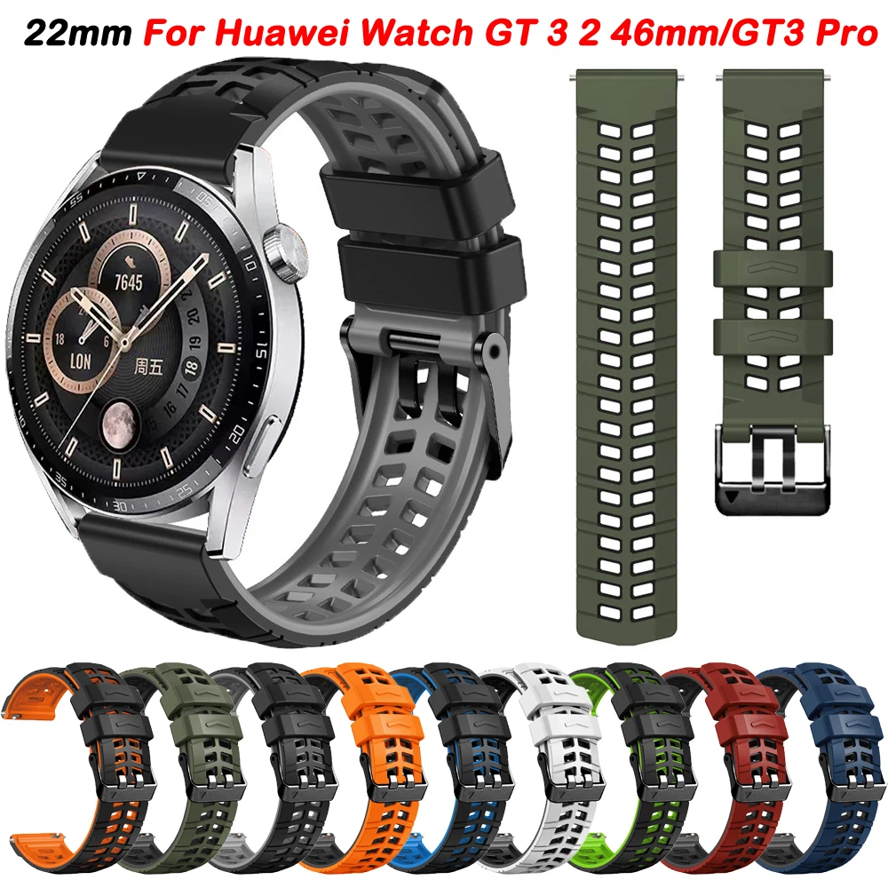 

Ремешок силиконовый для Huawei GT2 GT3 GT 2 3 Pro 46 мм/Watch 4 Pro/Honor Magic 2/GT Runner 46 мм, спортивный браслет для наручных часов, 22 мм