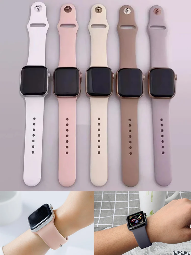 Ремешок силиконовый для Apple Watch Band 49 мм 45 мм 44 мм 42 мм 41 мм 40 мм 38 мм, браслет для наручных часов iWatch Series 8 7 6 5 4 3 SE band