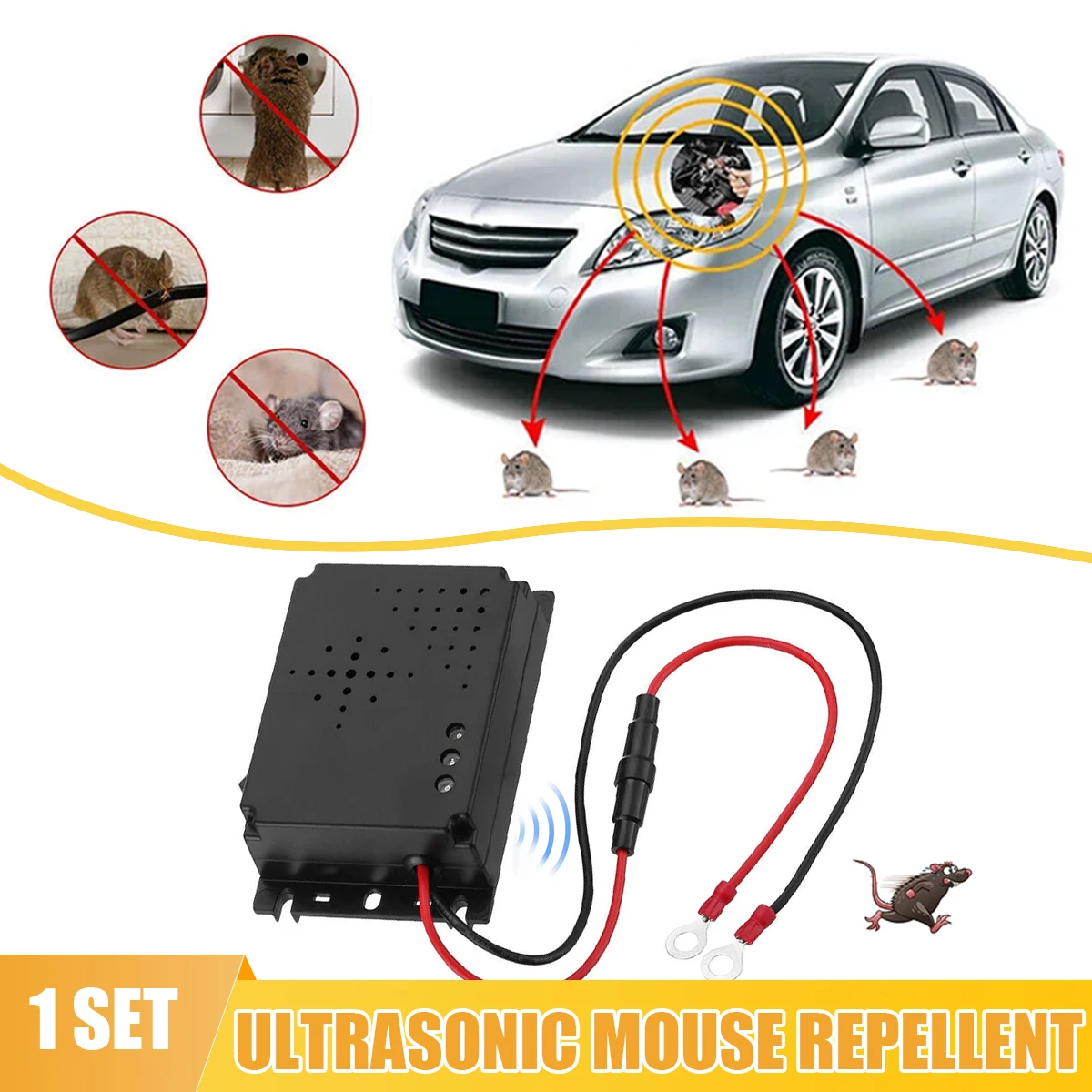 

Ультразвуковой отпугиватель мышей, 12 В, для грызунов