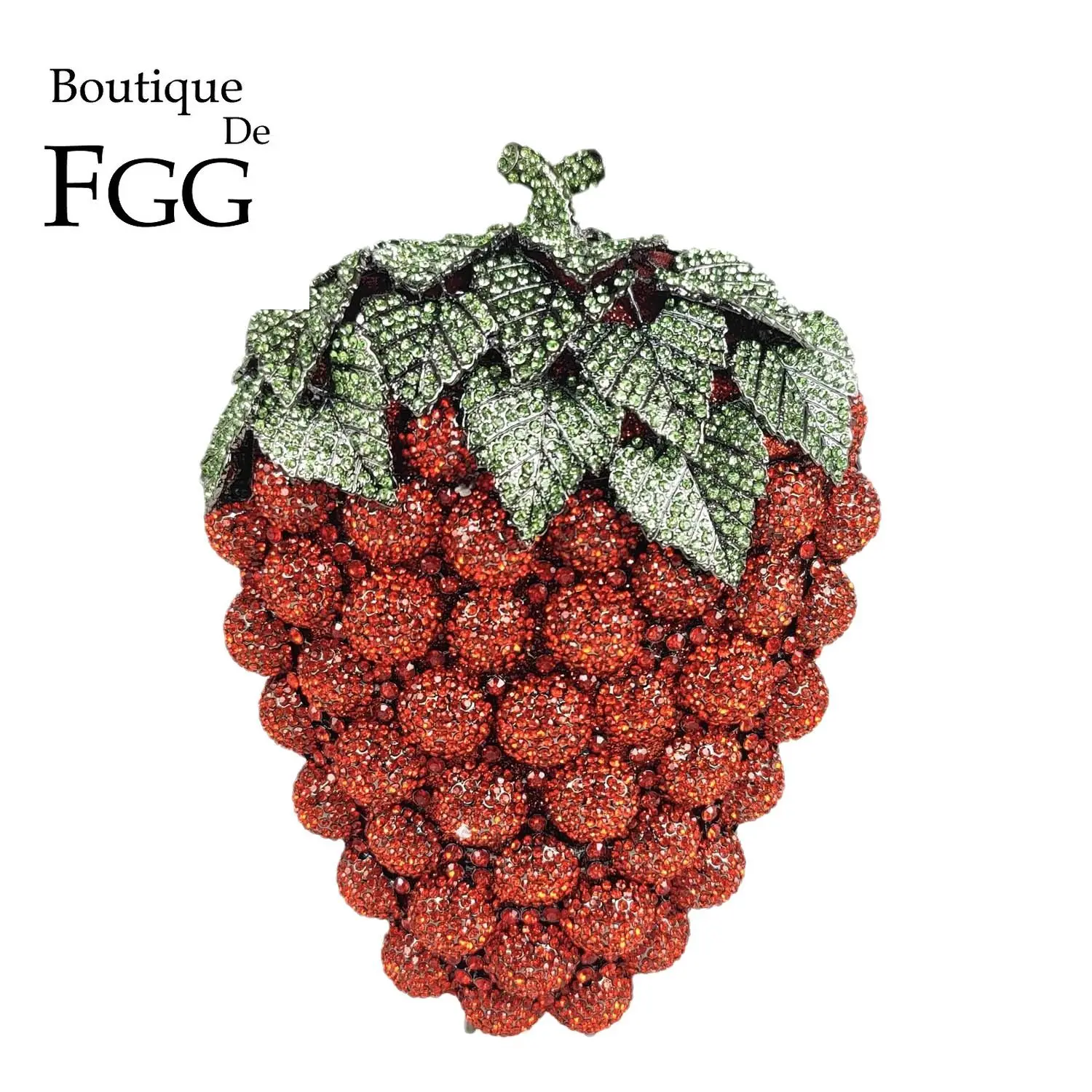 Boutique De FGG Grapes Clutch Women Crystal Evening Bags Wedding Party Rhinestone Minaudiere Purses and Handbags