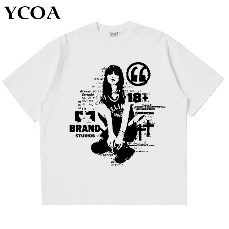 Футболка женская оверсайз с коротким рукавом винтажный топ графическим принтом