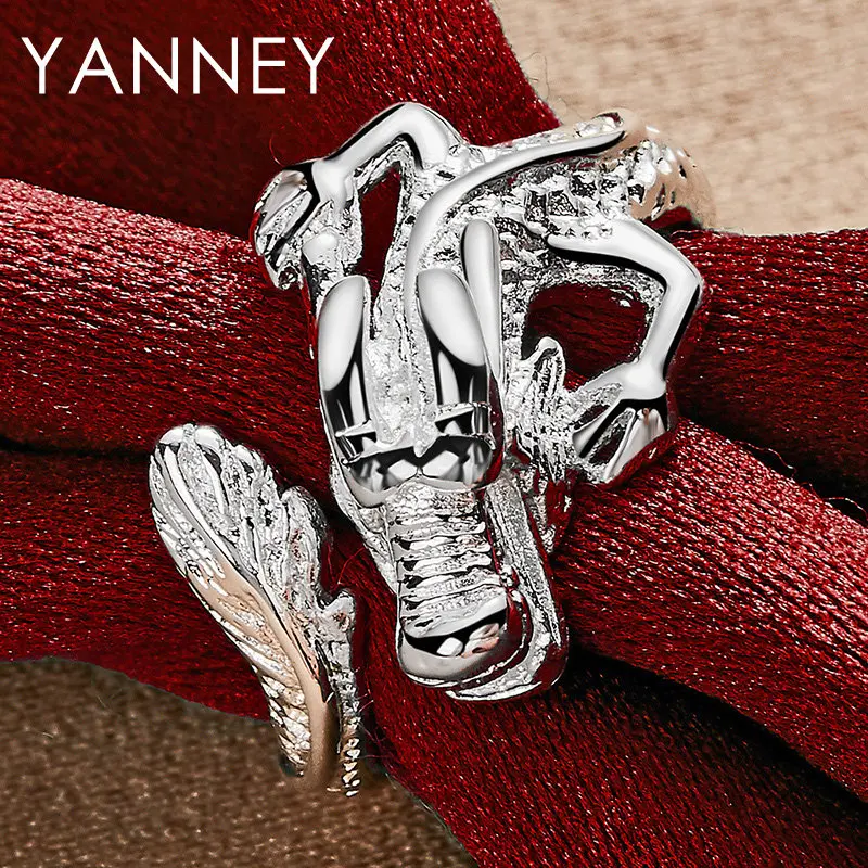 Кольцо из серебра 925 пробы с гравировкой дракона для мужчин и женщин