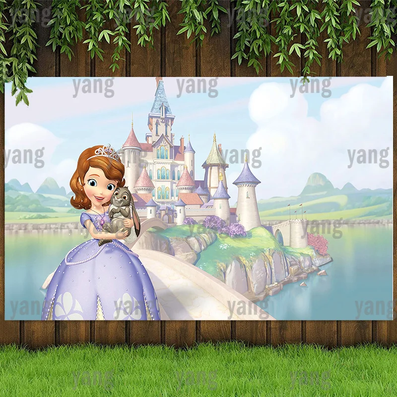 

Disney Purple Dress Sofia Cute Princess Rabbit Park Castle Backdrop Girls Birthday Party Outdoor Background Baby Shower Banner