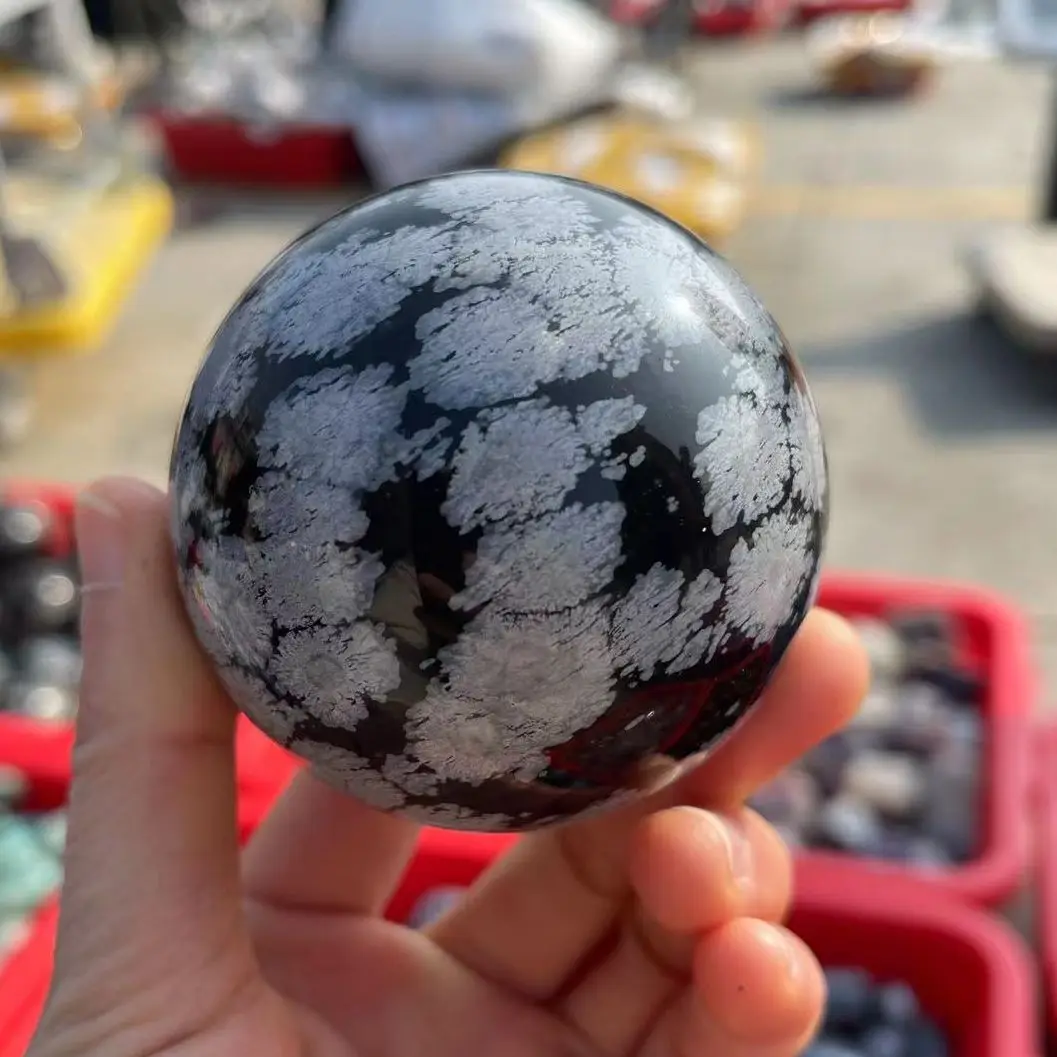 

Natural Crystal Mineral snowflake Ball Feng Shui Quartz Sphere Divination Decoration Gift Reiki Healing
