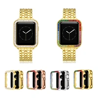 protection cover for apple watch case 44mm 42 40 38mm diamond alloy bumper gorgeous frame compatible for apple watch 6 se 5 4 3