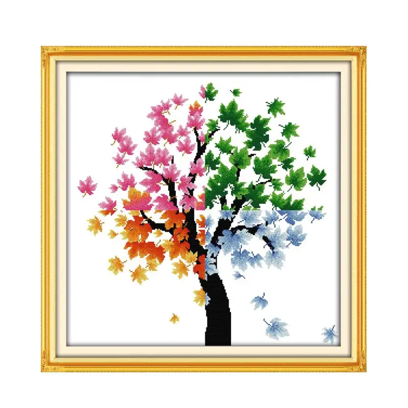 

The four seasons of life (small) cross stitch kit pre-printed 18 14ct 11ct hand embroidery DIY handmade needlework supplies bag