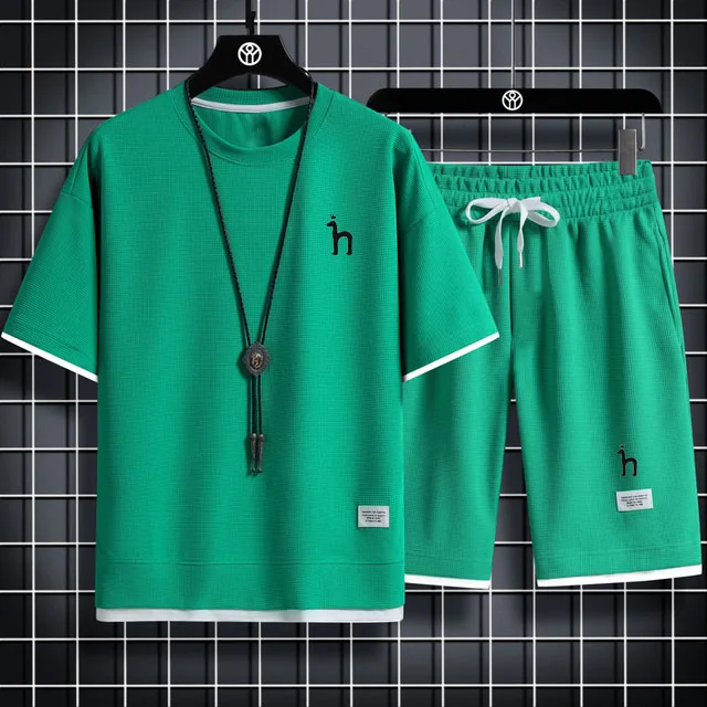 Summer Men Hazzys Embroidery Logo Two Piece Set Casual T Shirt And Shorts Set Men Sports Suit Men Fashion Short Sleeve Tracksuit