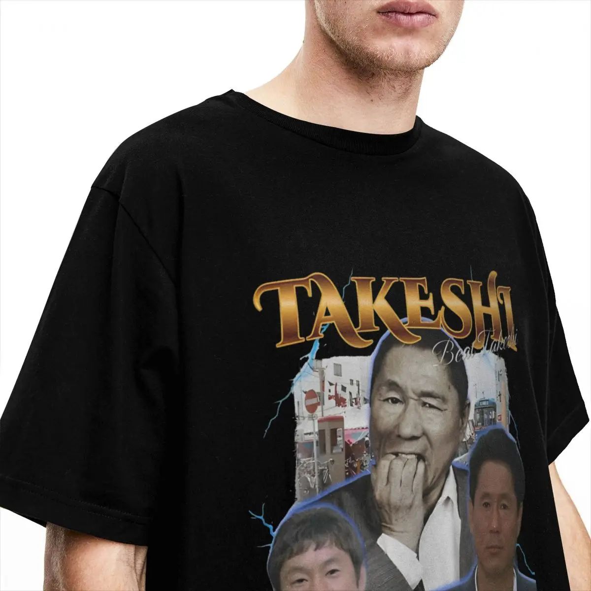 Фото Футболка Takeshi Kitano в стиле 90-х годов для мужчин и женщин, 100% хлопок, хипстерские футболки с круглым вырезом, футболки с коротким рукавом, уникальная одежда №3