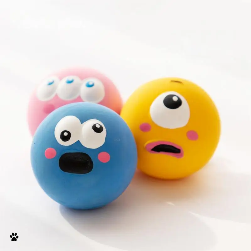 

Dog Ball Rubber Chew Dog Items Stress Relief Puppy Toy Interactive Cartoon Big Eye Ball Dog Stuff Toys Squeaky Pet Dog Ball