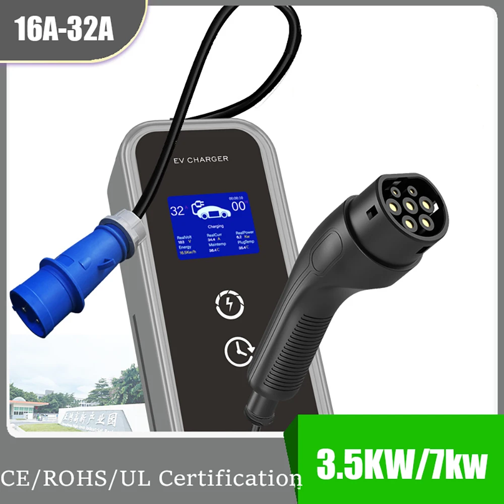 

7KW 32A Type 2 Electric Vehicle Portable Charger EVSE Charging Box Electric Vehicle Charger CEE Plug Electric Vehicle Charger
