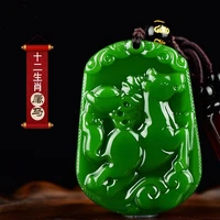 natural jade green hand carved zodiac mayu pendant fashion boutique jewelry men and women models zodiac necklace gift
