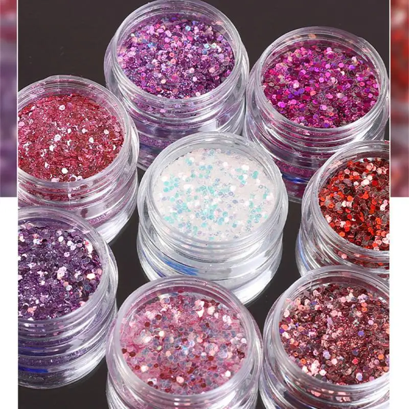 

Red Pink 8colors Mermaid Nail Glitter Sequins Nail Decoration Moon Square Crystal Glitter Laser Brilliant Warm Nail Art Manicure