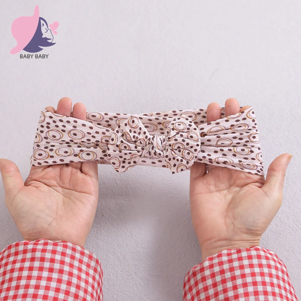 Детская повязка на голову с принтом в виде банта милая детская эластичная из