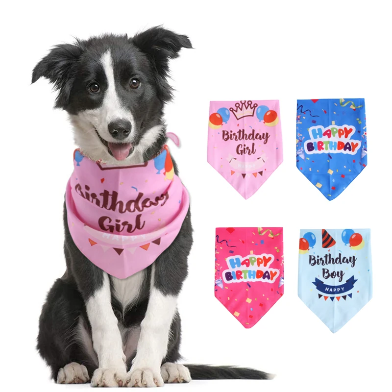 

Puppy Kitten Teddy Chihuahua Neckerchief Dogs Accessories Gift Happy Birthday Dog Bandanas Triangular Bandage Scarf Pet Product