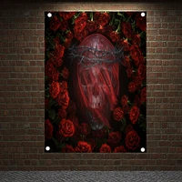 heavy metal rock band flag macabre art posters music team star decorative canvas painting scary bloody tapestry wall sticker a1