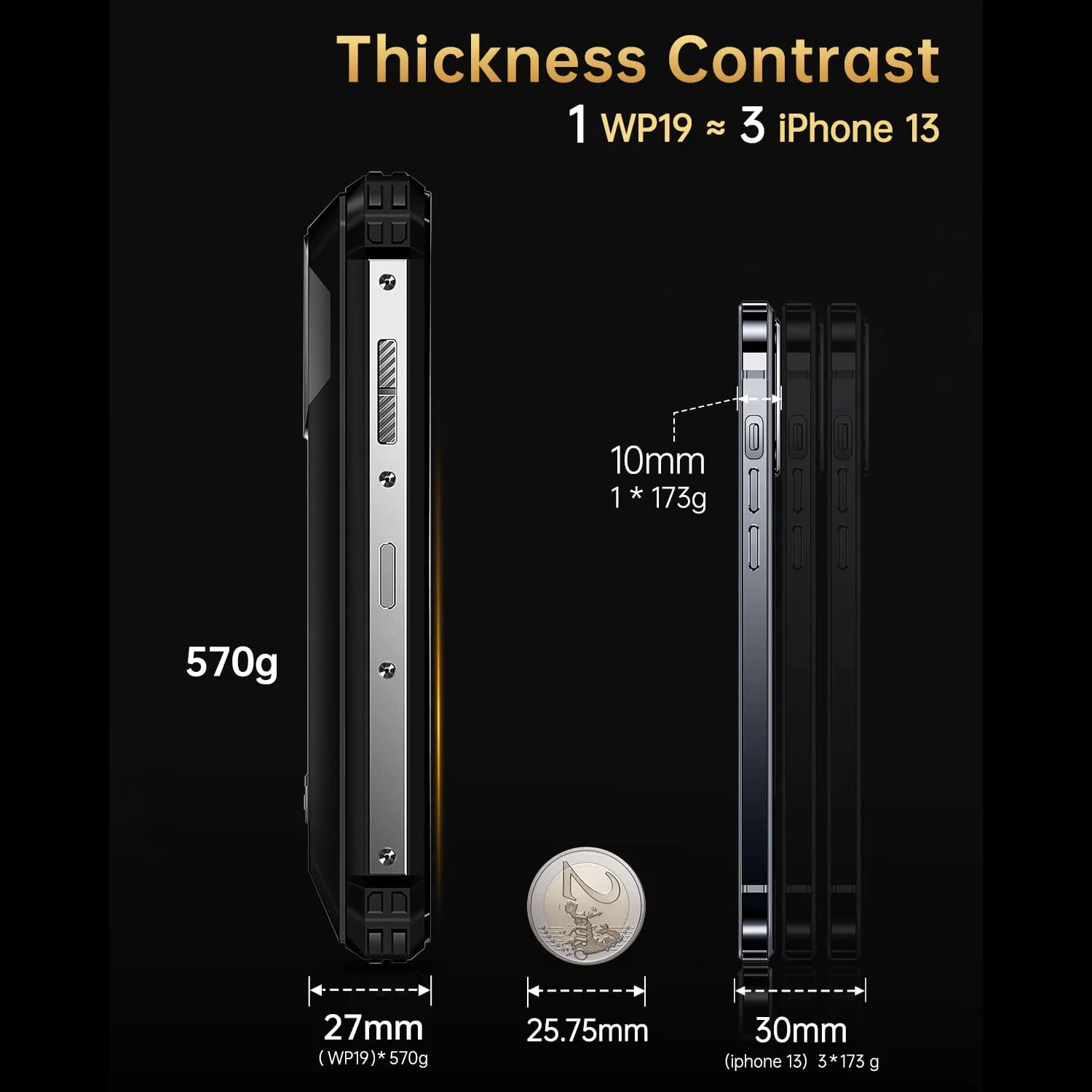 Oukitel Mobile Phone 21000 mAh Large Battery 6.78 Inch FHD Outdoor Android Unlocked Smartphone 64MP + 20MP Night Vision Camera