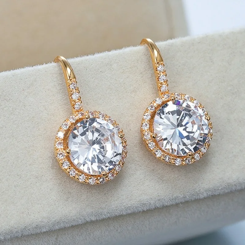 

Женские серьги-подвески серебряного цвета, с круглым кубическим цирконием