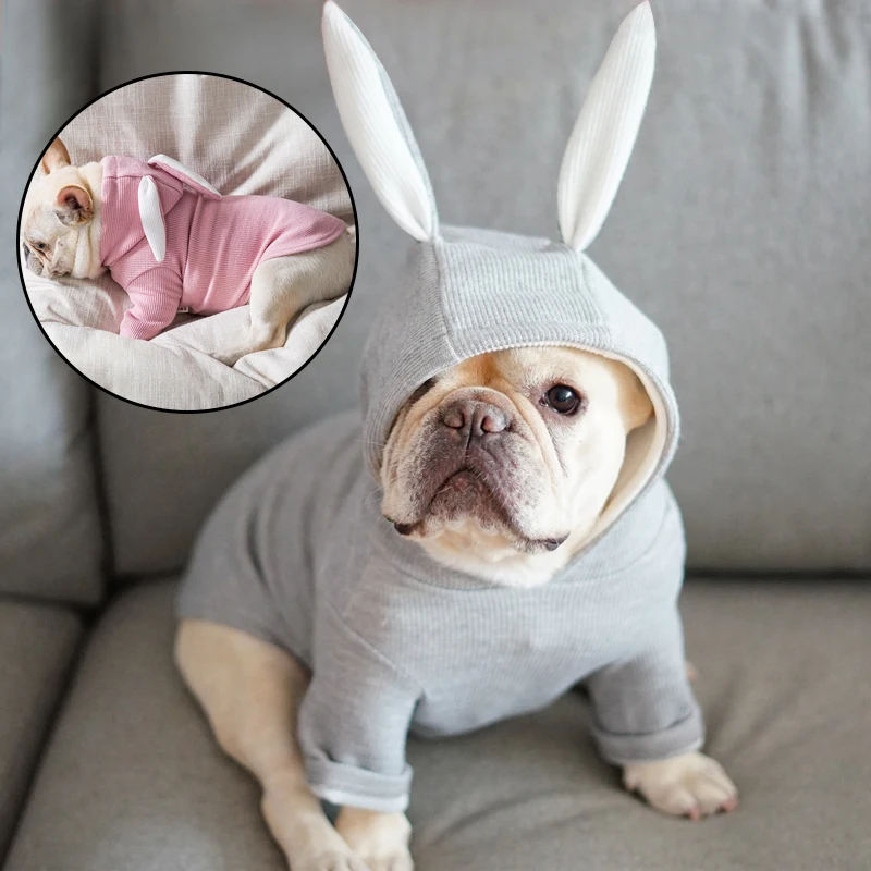 

Одежда для домашних питомцев, собака, маленькая искусственная Толстовка для одежды, собаки, французский бульдог, наряд с изображением кролика теплое пальто, зимняя собака