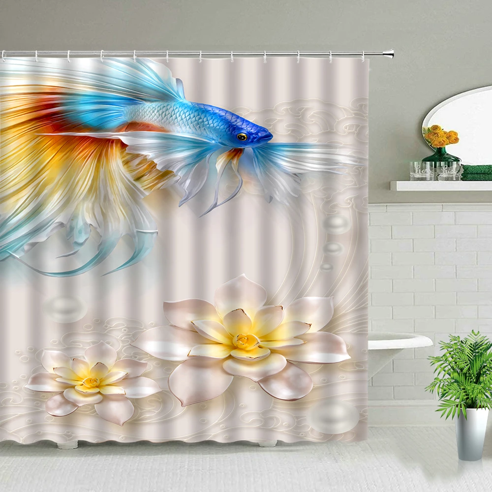 

Занавеска для душа в китайском стиле с рисунком карпа