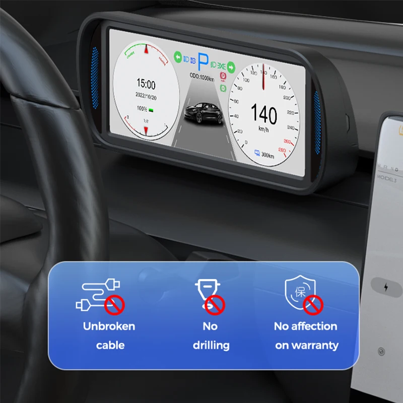 Фото Новинка 2023 года, многофункциональный кластер для приборной панели Tesla Model 3 Y, ЖК-дисплей 6,2 дюйма HD, датчик Tesla, модификация автомобиля, головной дисплей №3