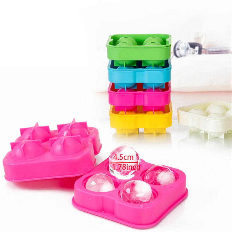 

Силиконовая форма для хоккея с шариком, контейнер для хранения шариков с крышкой, 4 ячейки, круглая коробка для виски и льда, аксессуары для к...