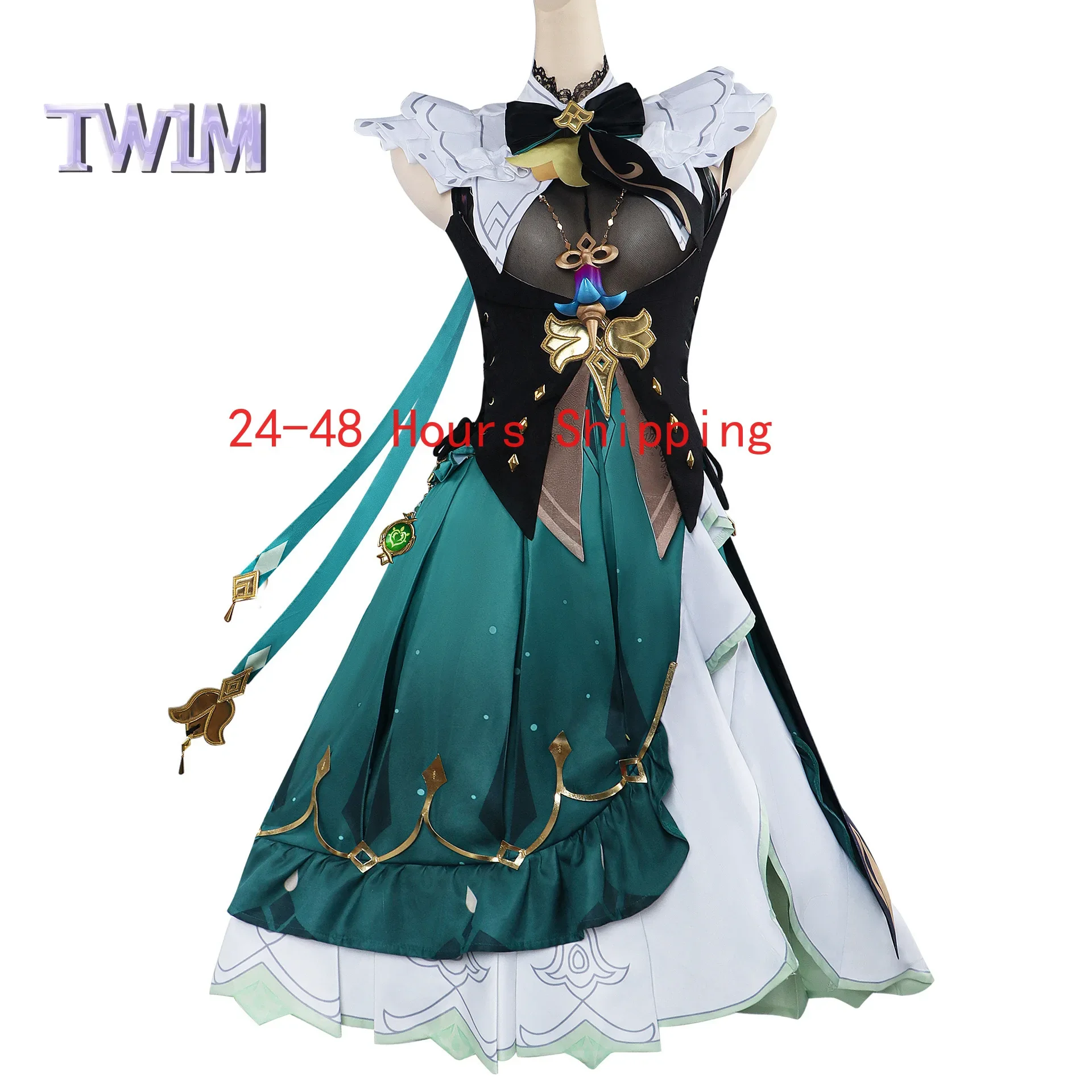 New Game Genshin Impact Emilie Cosplay Costumes Full Set Top Skirt Hat Wig Shoes Women Halloween Carnival Party Performance Suit