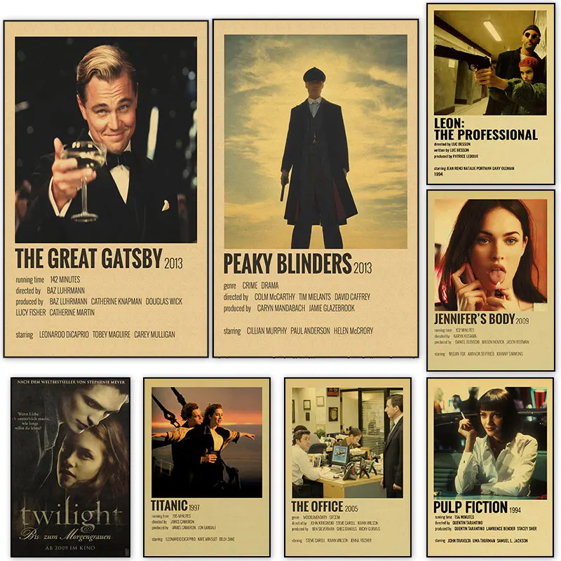 

Classic Popular Movies Vintage Posters And Prints The Great Gatsby Twilights Canvas Painting Retro Home Decor Wall Art Pictures