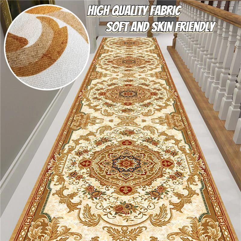 

Длинный ковер в европейском стиле для коридора, роскошное украшение для дома, коврик для лестницы, прихожей, нескользящий моющийся ковер для улицы