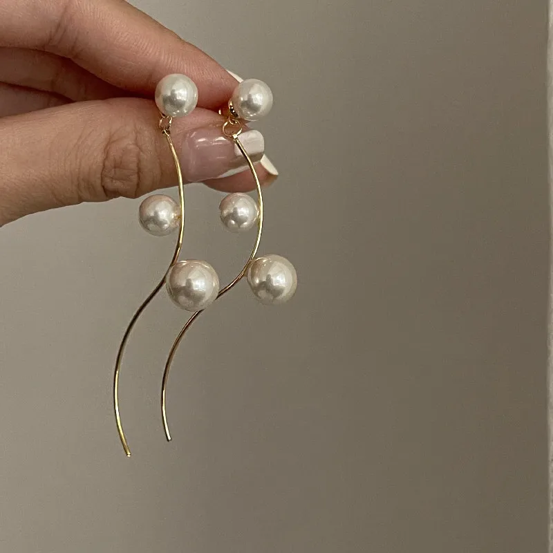 

French Romantic Elegant And Exquisite Pearl Long Earrings For Women Korean Fashion Earring Daily Birthday Party Jewelry Gifts